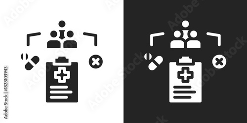 Clinical Trials Icon In Black And White Glyph Style