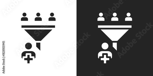 Filtering Icon In Black And White Glyph Style