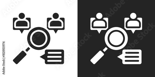 Qualitative research Icon In Black And White Glyph Style