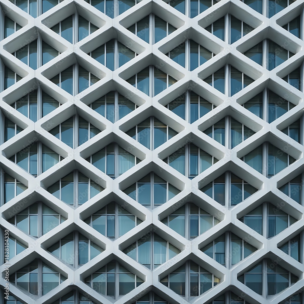 Fototapeta premium Geometric facade pattern of a modern building