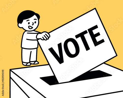 A person is casting a vote into a ballot box, symbolizing democratic participation.