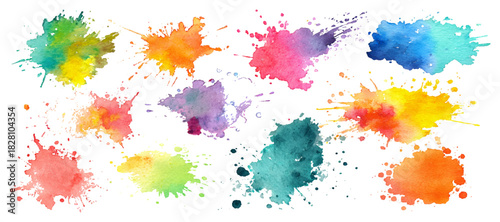Abstract watercolor set background with bright colorful paint texture. modern graphic template backdrop pattern. creative banner frame drawing paper art and artistic collection.