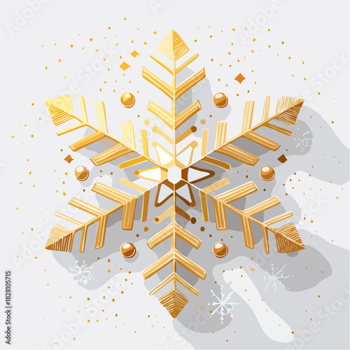 Decorazioni natalizie, fiocchi di neve, oro
