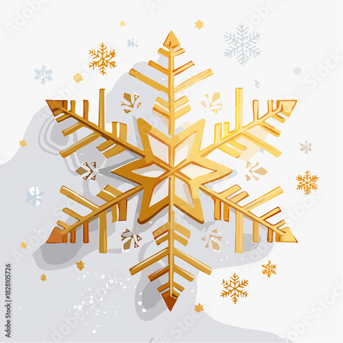 Decorazioni natalizie, fiocchi di neve, oro