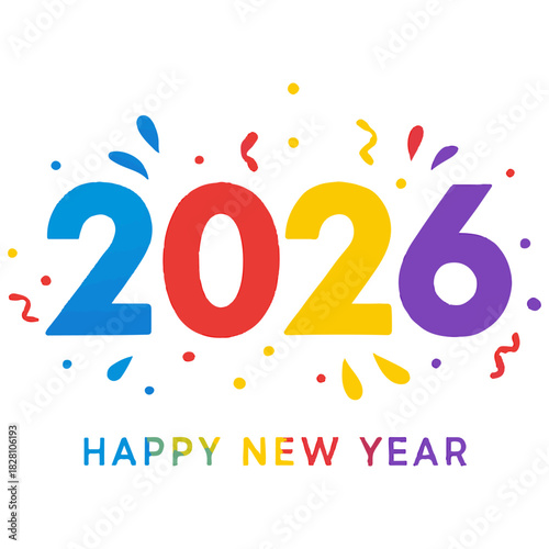 2026 happy new year confetti celebration vector