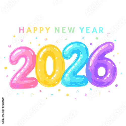 2026 happy new year confetti celebration vector