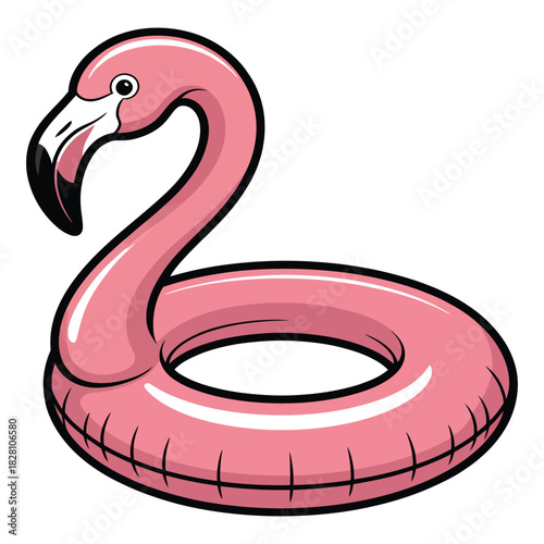 A vibrant pink inflatable flamingo pool float, perfect for summer relaxation and water fun, bringing a tropical and cheerful vibe to any swimming pool or beach, isolated on