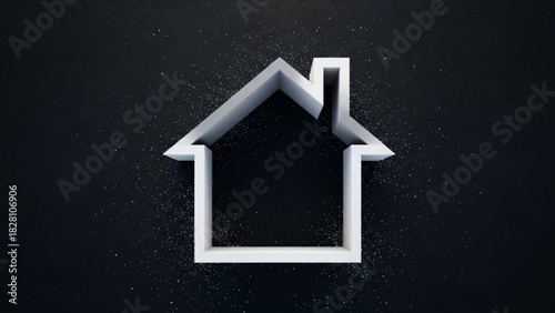 Minimalist home outline against dark backdrop, perfect for real estate marketing, mortgage concepts, or dream home aspirations, originally vector graphic