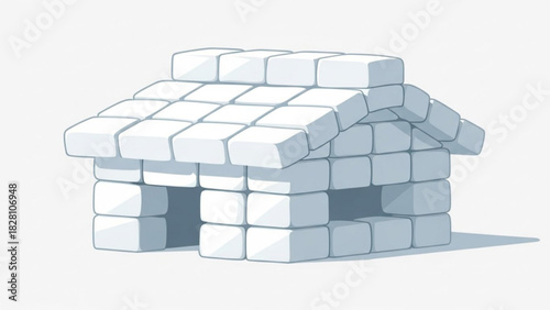 Dreamy home built of simple blocks, symbolizing safety, security, and childhood dreams in a modern, minimalist design originally as vector art