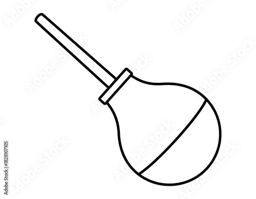 Hand drawn cute outline illustration of rubber enema. Flat vector intestines cleansing medical device line art doodle. Health care treatment sticker, icon. Administration of medicine. Isolated.