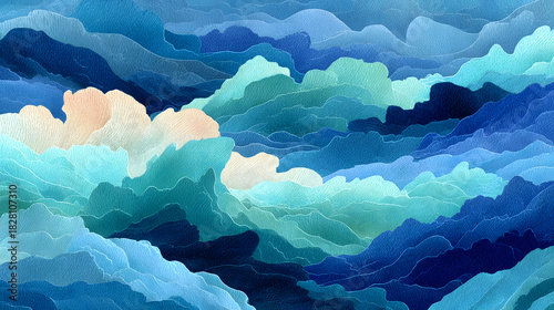 Fototapeta Naklejka Na Ścianę i Meble -  Blue azure turquoise abstract watercolor background for textures backgrounds and web banners design. Abstract background blue colors. Watercolor painting with turquoise sea waves pattern gradient