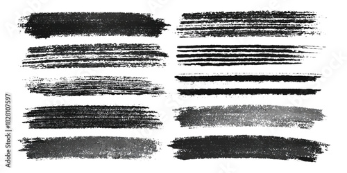 Black paint brush stroke vector set. black grunge brush strokes big collection background design.