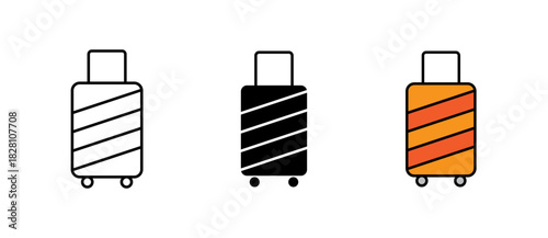 Travel Luggage Icon suitcase, airport travel, baggage, tourism, trip essentials, stroke filled and colored icon set.