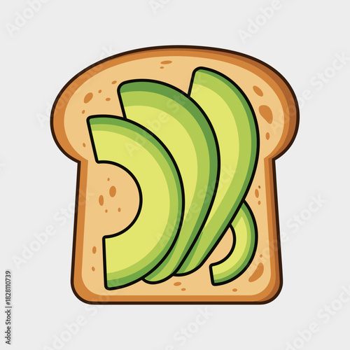 Avocado toast slice with layered avocado on brown bread  