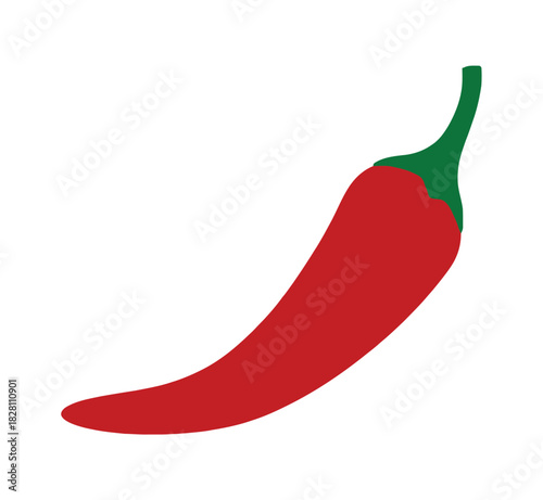A single red chili pepper is shown against a white background.