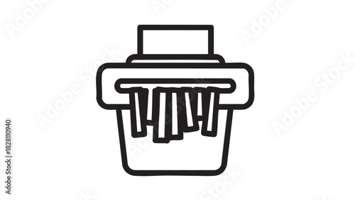 Shredder Icon Minimalist Outline of Document Destruction - Data Protection Concept Illustration