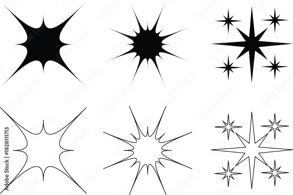 Obraz premium collection of six distinct spark and starburst graphic elements