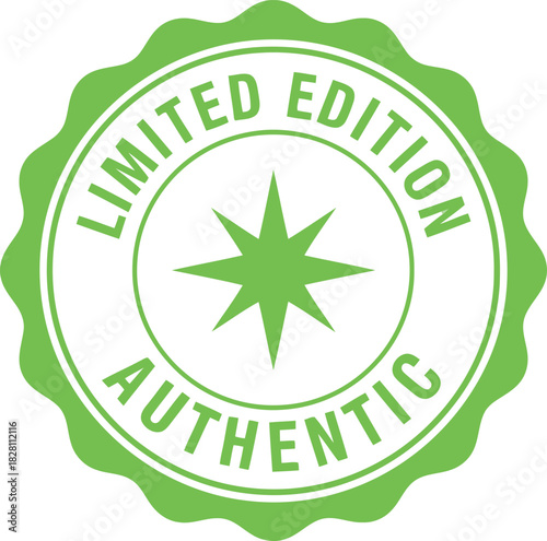 Limited edition authentic product verification stamp badge icon