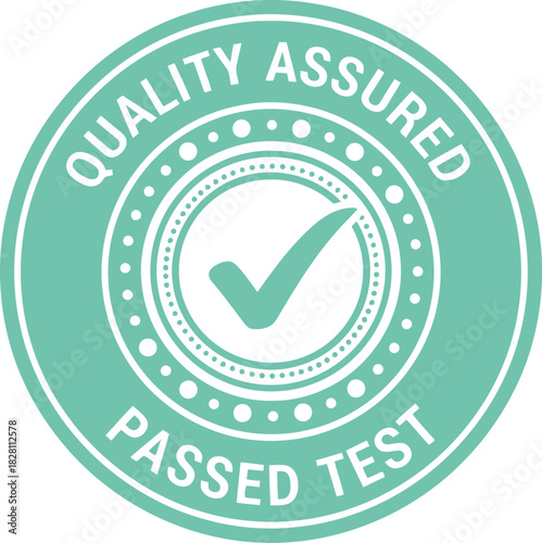 Quality assured passed test checkmark icon round badge emblem