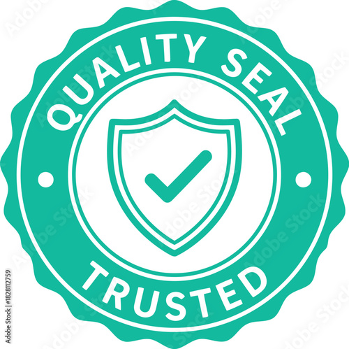 Quality seal with shield and checkmark, trusted guarantee emblem