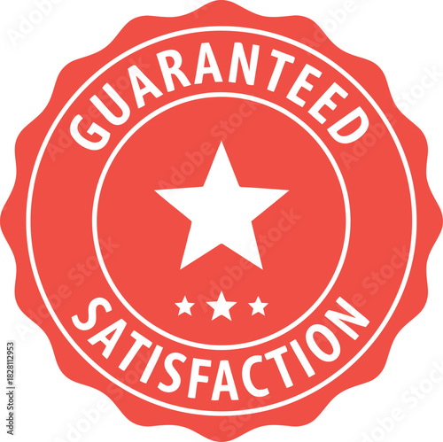 Quality guaranteed satisfaction red circular stamp badge icon