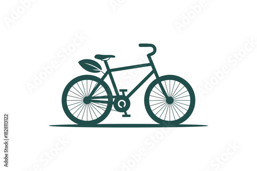 A simple illustration of a bicycle with a leaf accent symbolizes eco-friendly transportation.
