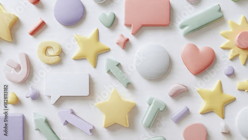 Colorful soft shapes arrangement on white background design element