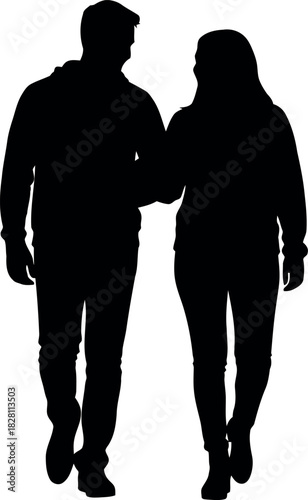 Couple walking together, arm in arm, symbolizing partnership