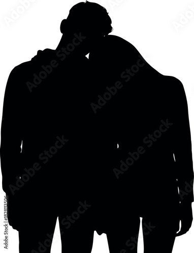Romantic couple embracing with affection, intimate silhouette