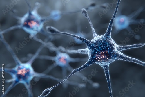 Neurons communicating in a vibrant network during late evening hours