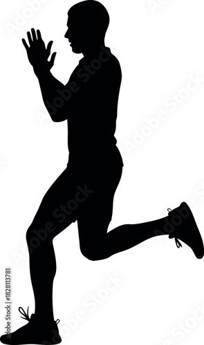 Dynamic male runner silhouette in an action pose for fitness