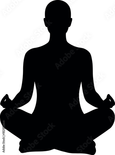 Meditating human silhouette for peace, yoga, and mindfulness practice