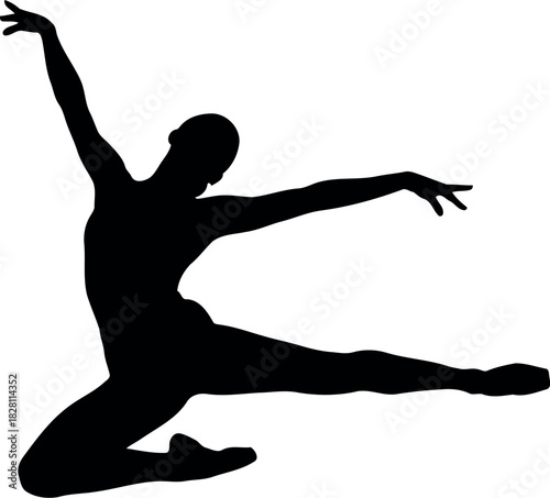 Graceful ballet dancer silhouette in an expressive mid-air leap