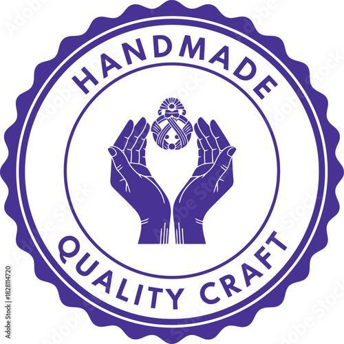 Handmade quality craft symbol with hands cupping artisan object