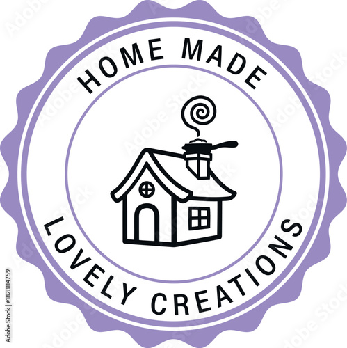 Home made lovely creations emblem, handcrafted quality badge