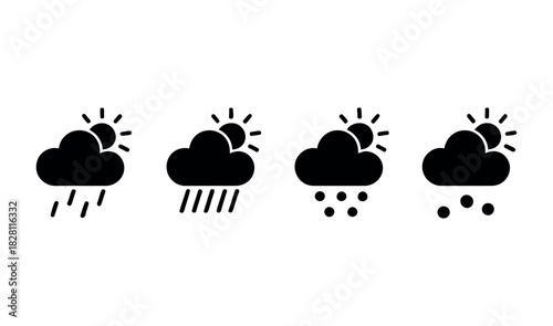 Weather icons depict various atmospheric conditions including sun and rain.