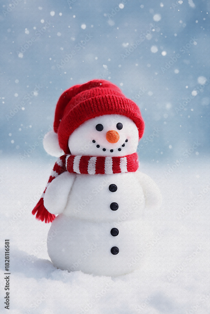 Fototapeta premium snowman of the snow oil painting style illustration 