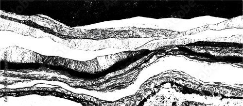 Abstract geology rock strata background with layered sediment texture .black stone formations geological rock fractures and vintage grunge surface design .
