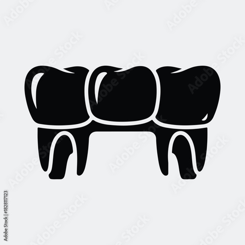 Silhouette dental bridge teeth icon for dentist vector illustration