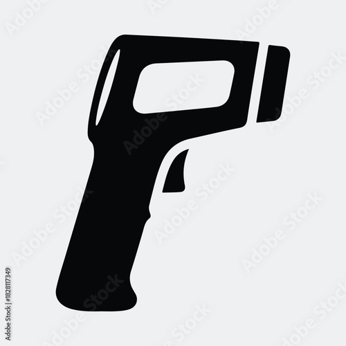 Silhouette infrared thermometer outline black icon medical safety vector illustration