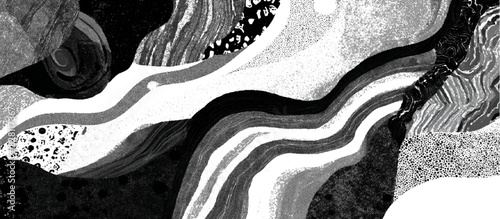 Abstract geology rock strata background with layered sediment texture .black stone formations geological rock fractures and vintage grunge surface design .