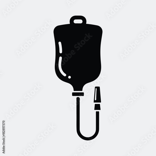 Silhouette IV bag intravenous drip isolated medical vector illustration
