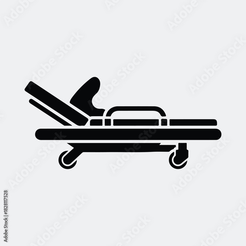 Silhouette medical stretcher emergency hospital bed vector illustration