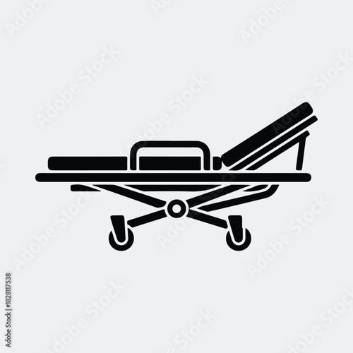 Silhouette medical stretcher gurney bed for emergency transportation vector illustration