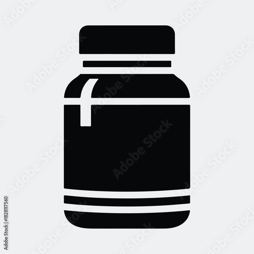 Silhouette medication bottle simple container packaging medical blank vector illustration