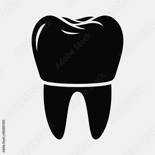 Silhouette molar tooth dental care concept on white background vector illustration