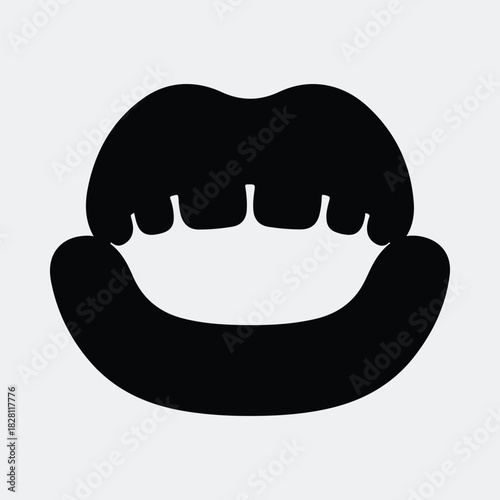 Silhouette open mouth vector illustration showing teeth and gums