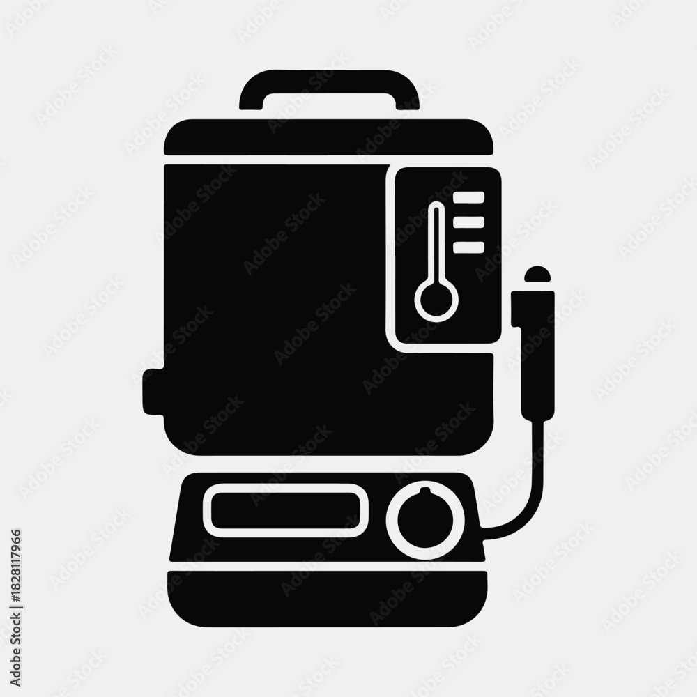 Fototapeta premium Silhouette sous vide cooker appliance kitchen equipment vector illustration