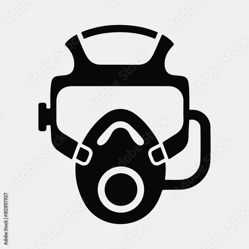 Silhouette respirator mask chemical protection safety equipment vector illustration