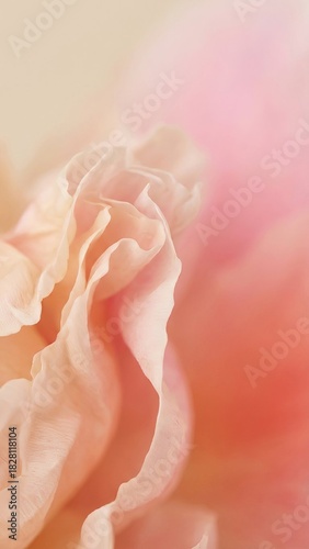 Delicate rose petals in soft pastel colors against a blurred background  